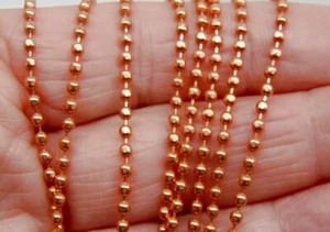 COPPER Faceted Ball Chain  2.4mm #3 Bead  with or w/out Connectors Made in USA - Picture 1 of 11
