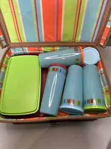Bambus Tupperware langer Riemen Picknickkorb & 18 Behälter mit Deckel - EUC - Bild 1 von 24