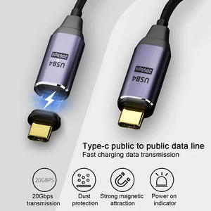 Charging Cord Plug Play Data Transfer Pd100w Type-c Smart Phone Magnetic Data - Picture 1 of 8
