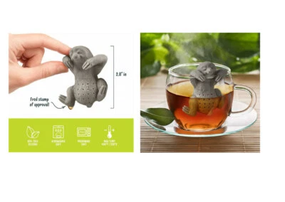 Infusor de té de preparación lenta Sloth 5152898 2,8" H silicona gris sin BPA Foto 1 de 4