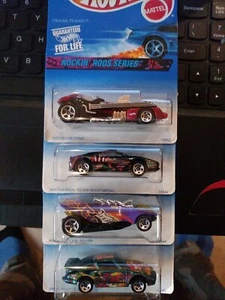 HOT WHEELS 1997 ROCKIN RODS SERIES COMPLETE SET OF 4 CARS. INCLUDING FERRARI... - Picture 1 of 5