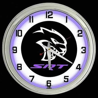 Cargador de reloj Challenger 16" Dodge SRT Hellcat Sign púrpura neón 707 HP Foto 1 de 2