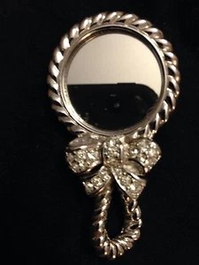 Swarovski Handspiegel Anstecknadel Brosche signiert - Neu - Bild 1 von 2