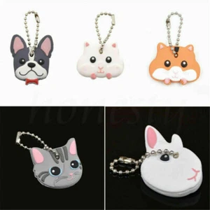 Cute Animal Mouse Hamster French Bulldog Key Cover Cap Keychain Keyring PVC - Picture 1 of 17