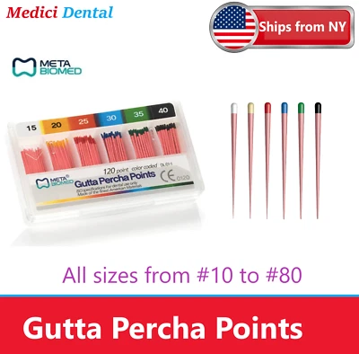 Dental Endo Gutta Percha Points Fine, Medium, Extra Fine, 120/pk. - Meta - Image 1 of 2