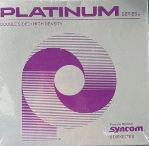 Syncom Platinum Series DSHD 1.2MB 5.25" Diskettes IBM PC/AT 96 TPI, Box of 10 - Picture 1 of 3
