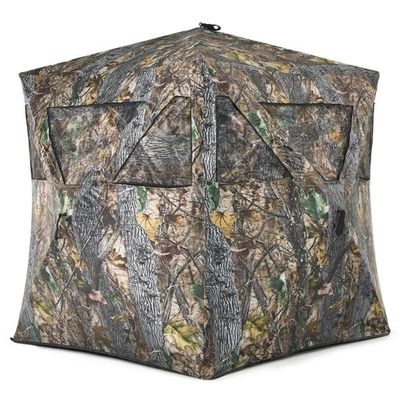 3 Person Portable Hunting Blind Pop-Up Ground Blind w/Tie-downs & Carrying Bag - Image 1 of 4