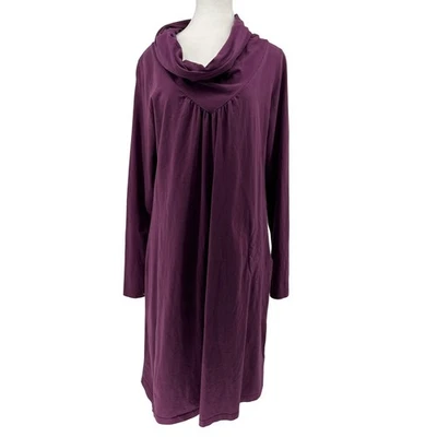 Vestido túnica Athleta púrpura cuello capucha manga larga algodón orgánico spandex XL Foto 1 de 4
