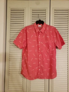 Camisa Budweiser Hawaiana Abotonada Para Hombres Mediana Roja Manga Corta Aloha Camp - Imagen 1 de 4