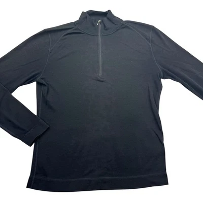 Camisa Smartwool Para Hombres Mediana Negra 1/4 Cremallera Pullover Capa Base Térmica Top Foto 1 de 4