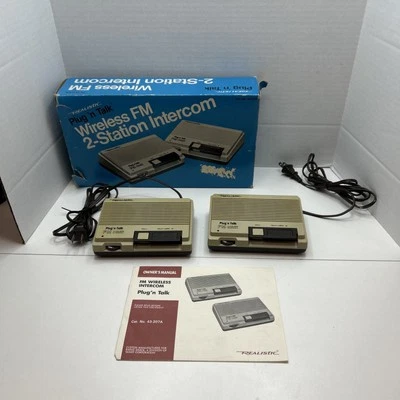 Realistic Plug n Talk Wireless FM 2-Stations Intercom 43-207 /w Box & Manual  - Image 1 of 4