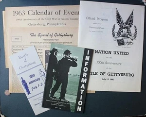 1963 Abraham Lincoln Battle of Gettysburg 100th Anniversary Program FIVE Pc set- - Picture 1 of 1