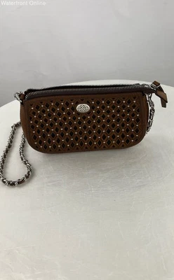 Brighton Ferrara Sara Brown/Black Cut-Out Leather Designer Crossbody Purse - Image 1 of 4