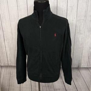 Vintage Polo Ralph Lauren Herren Large schwarz 100 % Baumwolle durchgehender Reißverschluss Jacke - Bild 1 von 5