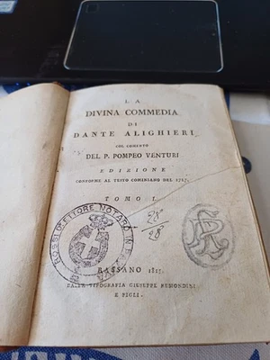  LA DIVINA COMMEDIA DANTE ALIGHIERI POMPEO VENTURI TOMO 1 PARADISO 1815 BASSANO - Immagine 1 di 4