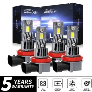 4x H11 LED Headlights Bulbs 10000K High Low Beam Kit Combo Super White Bright 4X - Picture 1 of 16