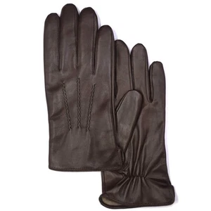 Mens Nappa Lambskin Leather Gloves(100% Cashmere Lining),Brown,Small - Bild 1 von 5