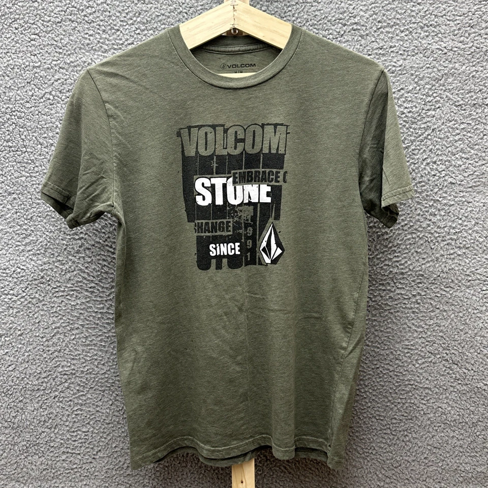 Volcom T-Shirt Mens M Green Short Sleeve Crew Neck Graphic Print - Image 1 of 4
