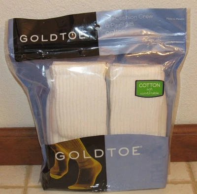 6 pares de calcetines de algodón acolchados blancos Goldtoe para hombre talla 10-13 zapatos talla 6-12 Foto 1 de 2