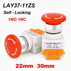Interruptor de botón pulsador de setas parada de emergencia autobloqueante LAY37-11ZS montaje de 22/30 mm - Imagen 1 de 12