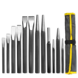 XtremepowerUS 12-Pieces Mechanics Steel Metal Punch & Chisel Tool Set Cold - Picture 1 of 5