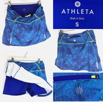 Athleta Mujer Pequeño (29 in Cintura) Azul Cremallera Bolsillo Tenis Golf Sprint Skort Foto 1 de 4