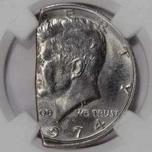 1974 NGC MS65 Huge 35% Straight Clip Kennedy Half Dollar Mint Error Super Rare - Picture 1 of 4