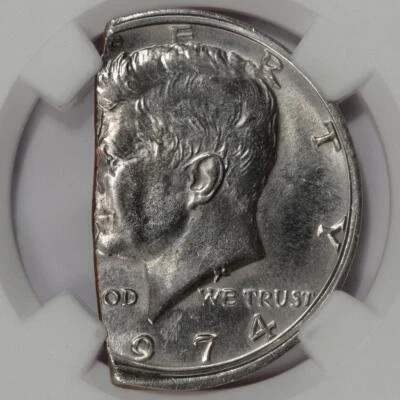 1974 NGC MS65 Huge 35% Straight Clip Kennedy Half Dollar Mint Error Super Rare - Image 1 of 4