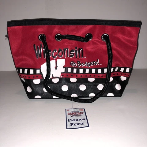 Wisconsin Badgers Purse Hand Bag Tote College Football Red Black White Cover