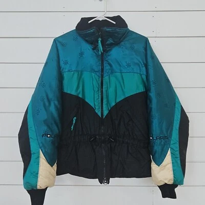 VINTAGE Polaris FULL ZIP SNOWMOBILE SATIN JACKET COAT WOMENS SIZE Medium Winter - Image 1 of 4