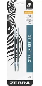 Zebra Steel JK Pen Ink Refill, Pack of 2, 0.7mm, Blue - Picture 1 of 2
