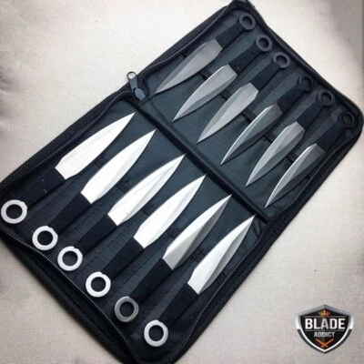 12PC Ninja Tactical Combat Ninjutsu Kunai Fixed Blade Throwing Knife Knives Set - Image 1 of 3