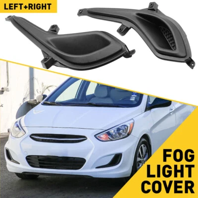 For 2012-2017 Hyundai Accent HY1039111 HY1038111 Bumper Fog Light Covers BLACK-2 - Image 1 of 4