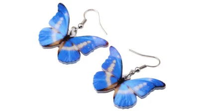 Pendientes Mariposa Azul y Blanco - Boho Festival Inspirados en la Naturaleza - Nuevos Foto 1 de 4