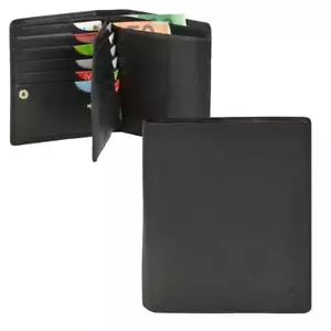 Geldbörse Herren 16 Kartenfächer Leder schwarz Portemonnaie Geldbeutel neu 0476 - Bild 1 von 8