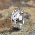 Hawaiian Jewelry Sterling Silver Floral Scroll Love Wedding Ring Band 8Mm Sr1161