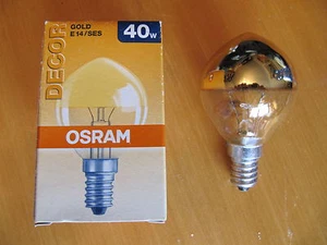 Kuppenverspiegelte OSRAM Glühlampe TROPFEN P45 E14 40W GOLD Kopfspiegel DECOR - Bild 1 von 2