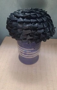 Vintage 1950s I MAGNIN &Co Black Pill Box Style Woven Raffia - Picture 1 of 9