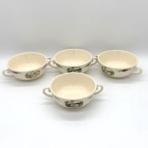 4er Set flache Sahne Suppenschalen Sarreguemines Obernai Frankreich Vintage selten - Bild 1 von 12