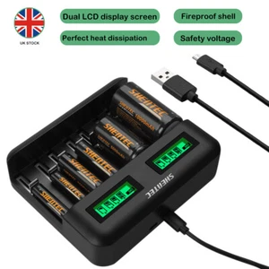 8-Slot Fast Smart LCD Battery Charger UK & AA AAA C D Ni-MH Rechargeable Battery - Picture 1 of 17
