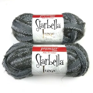 Starbella LUXE Premier Yarn Skien Ball SMOKEY 61-02 3.5oz Metallic Shimmer Fuzzy - Picture 1 of 7