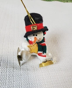 Vintage Christmas Tree Ornament Ice Skating Snowman Top Hat - Picture 1 of 5