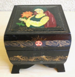Lacquer Miniature NASTENKA , Russian Kholuy Jewelry Lidded Box, Lacquer Miniatur - Picture 1 of 17
