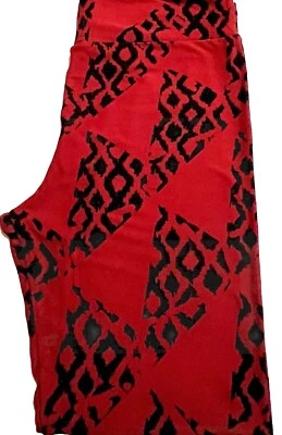 Lularoe Tall & Curvy 12-18 Leggings Geometric Tribal  Red Black Triangles NWOT - Image 1 of 2