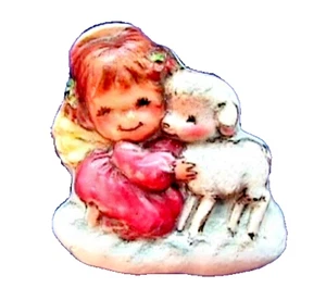 RARE Hallmark PIN Christmas Vintage ANGEL Lamb MARY HAMILTON 1970 Brooch - Picture 1 of 2