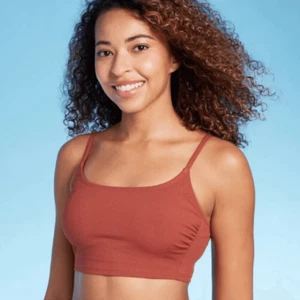 Shade & Shore Large (12-14) Brown Ribbed Bikini Swim Bralette Top - Picture 1 of 9