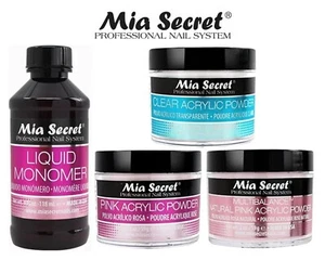 Mia Secret Liquid Monomer 4 oz with Pink,Natural Pink & Clear 2oz Acrylic Powder - Picture 1 of 2