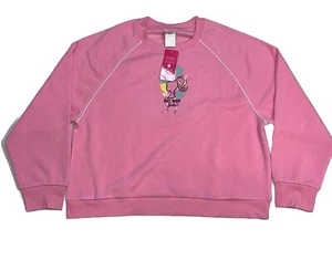Barbie Sweatshirt Womens Crewneck Large Pink Doll Logo Embroidered Pullover - Picture 1 of 4