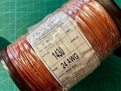 24AWG UL1430 сшитый XL ПВХ соединительный провод, 105C, 300V, оранжевый, 500 футов катушка - Изображение 1 из 4