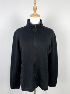 Paul Shark Yachting Black Merino Wool Full Zip Knit Women's Sweater Sz XL - Picture 1 of 21